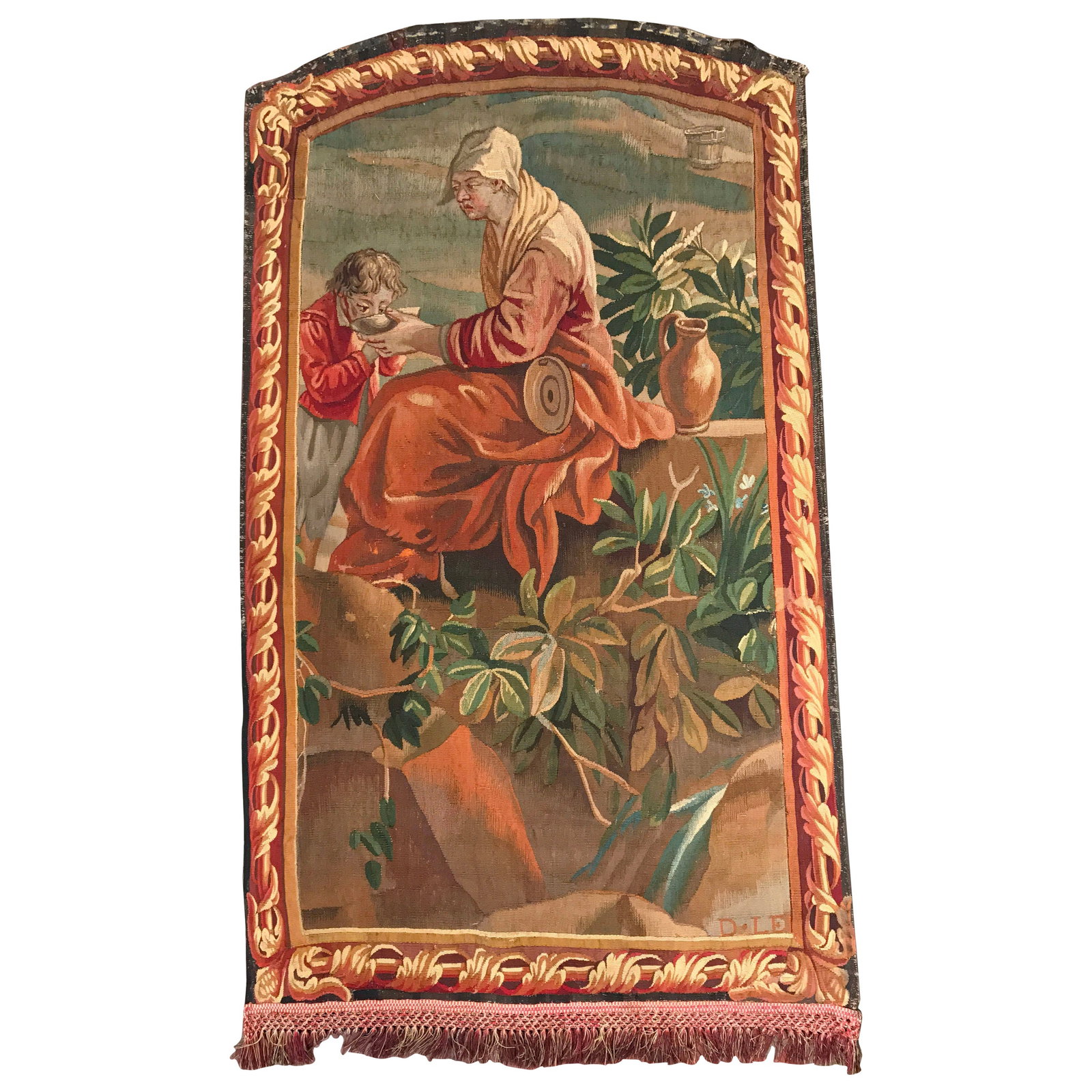 Antique 1820 Aubusson Tapestry Wall Hanging France: Antique 1820 Aubusson Tapestry Wall Hanging France This exquisite Early 19th Century French wall hanging features a handwoven Aubusson tapestry, crafted circa 1820 in Aubusson, France. The tapestry be