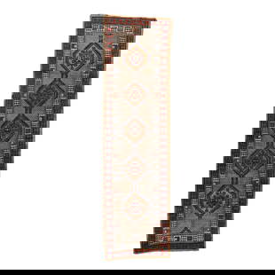 1960s Vintage Persian Serab Ivory Wool Tribal Runner 2'10 x 10'02: 1960s Vintage Persian Serab Ivory Wool Tribal Runner 2'10 x 10'02 Discover the charm of this exquisite antique Persian Serab runner, meticulously hand-knotted from high-quality wool. Featuring a strik
