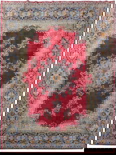 Timeless 9'10 x 13'2 Red Persian Kerman Rug Signed Artisan: Timeless 9'10 x 13'2 Red Persian Kerman Rug Signed Artisan Elevate your living space with this exquisite 9' 10" x 13' 2" Red Persian Traditional Design Signed Kerman Rug. Handcrafted by skilled artisa