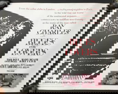 Ray Charles Blues and Lovers 1966 Original Vintage Movie Poster 22 x 28: Ray Charles Blues and Lovers 1966 Original Vintage Movie Poster 22 x 28 This is an original vintage cinema movie poster for the film "Blues and Lovers" featuring Ray Charles, released in 1966. The pos