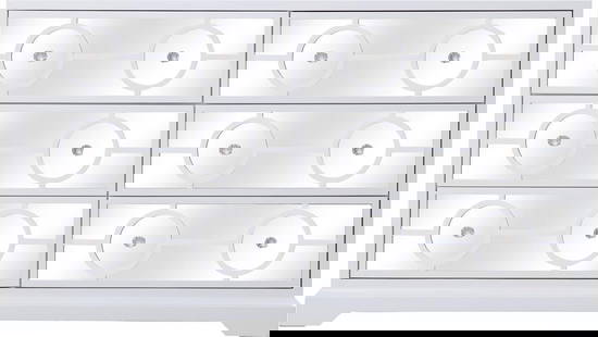 Elegant Lighting 60-Inch White Mirrored Chest of Drawers: Elegant Lighting 60-Inch White Mirrored Chest of Drawers Elevate your home decor with this stunning 60-inch white mirrored drawer chest, crafted with a solid wood structure and a clear mirror finish.