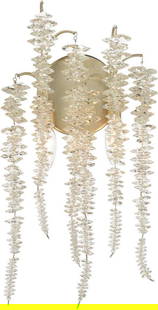 John-Richard Cascading Two-Light Crystal Wall Sconce Silver Leaf: John-Richard Cascading Two-Light Crystal Wall Sconce Silver Leaf Illuminate your space with this elegant two-light crystal wall sconce, designed in a charming French country style. Crafted from crysta