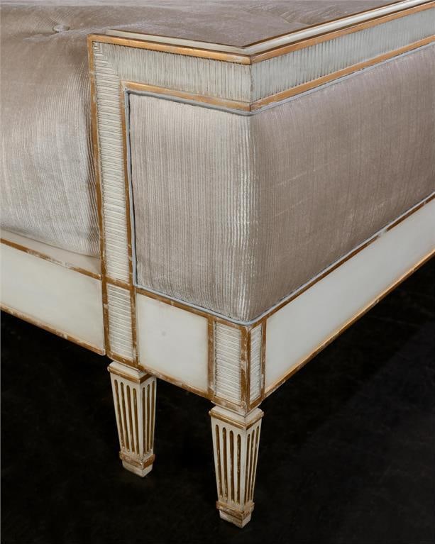 John-Richard Vallejo King Bed Gold Finish: John-Richard Vallejo King Bed Gold Finish Introducing the Vallejo King Bed, designed with a sophisticated antique or vintage flair. This bed features a stunning finish of Antique Beluga with distresse
