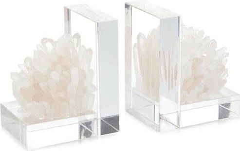 John-Richard Crystal Quartz Bookends 7.50H Elegant Transitional Decor: John-Richard Crystal Quartz Bookends 7.50H Elegant Transitional Decor Enhance your decor with these elegant quartz crystal bookends, perfect for displaying your favorite books or as a stylish decorati