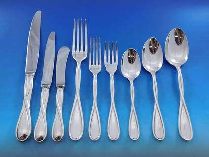 Galea by Christofle Sterling Silver Flatware Set for 4 - 35 Pieces: Galea by Christofle Sterling Silver Flatware Set for 4 - 35 Pieces Elevate your dining experience with the Galea by Christofle Sterling Silver Flatware Service for 4, comprising 35 exquisite pieces. T
