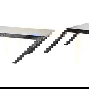 Paul Evans Chrome Dining Table with 2 Leaves 84 x 40 x 29.25: Paul Evans Chrome Dining Table with 2 Leaves 84 x 40 x 29.25 Enhance your dining experience with this stunning mid-century modern chrome dining table designed by Paul Evans. This versatile table featu