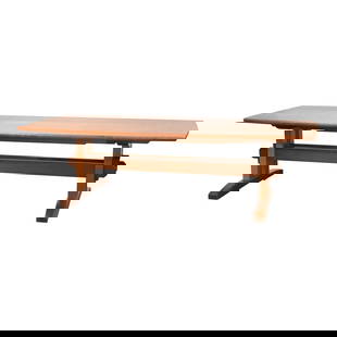 1980s Solid Cherry Trestle Table 107.75" Wide 1.5" Thick: 1980s Solid Cherry Trestle Table 107.75" Wide 1.5" Thick This exquisite 1980s solid cherry trestle dining or conference table showcases a stunning figure grain, making it a standout piece for any dini