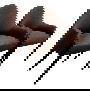 Vintage Brown High Back Side Chairs Set of 2 Donghia Style: Vintage Brown High Back Side Chairs Set of 2 Donghia Style This exquisite set of two vintage quilted brown side chairs features a beautifully sloped high back, embodying a distinctive Postmodern aesth