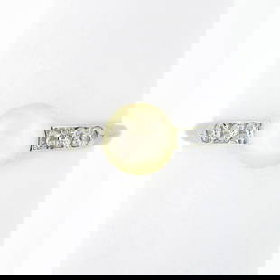 Antique Art Deco .900 Platinum Cultured Pearl & Diamond Ring: Antique Art Deco .900 Platinum Cultured Pearl & Diamond Ring This exquisite Antique Art Deco ring is crafted from solid .900 platinum, showcasing a stunning cultured pearl solitaire complemented by ol