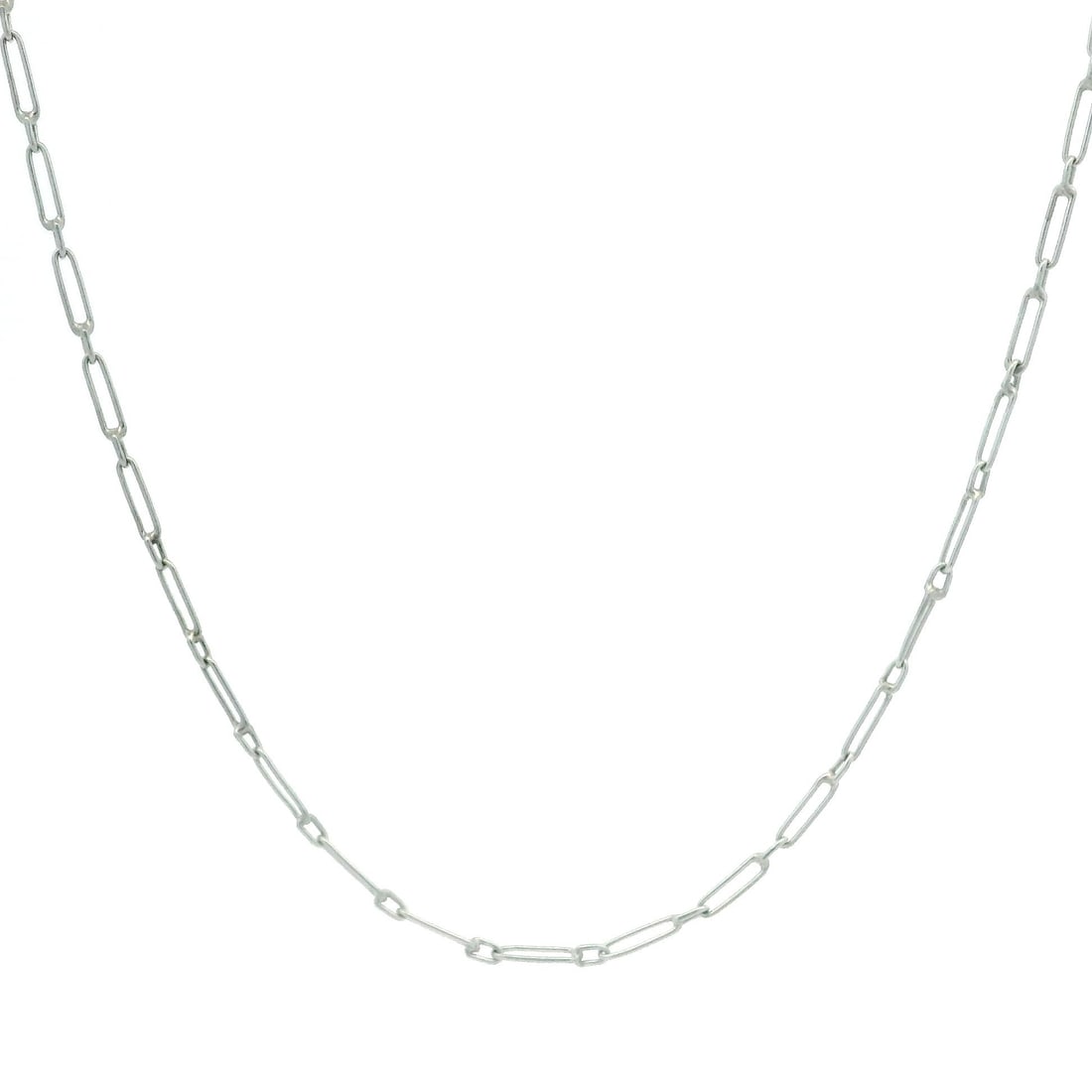 Vintage Handmade Platinum 16 Inch Open Link Chain Necklace: Vintage Handmade Platinum 16 Inch Open Link Chain Necklace This exquisite vintage handmade necklace features a classic open link design crafted from solid platinum. Measuring 16 inches in length, the 