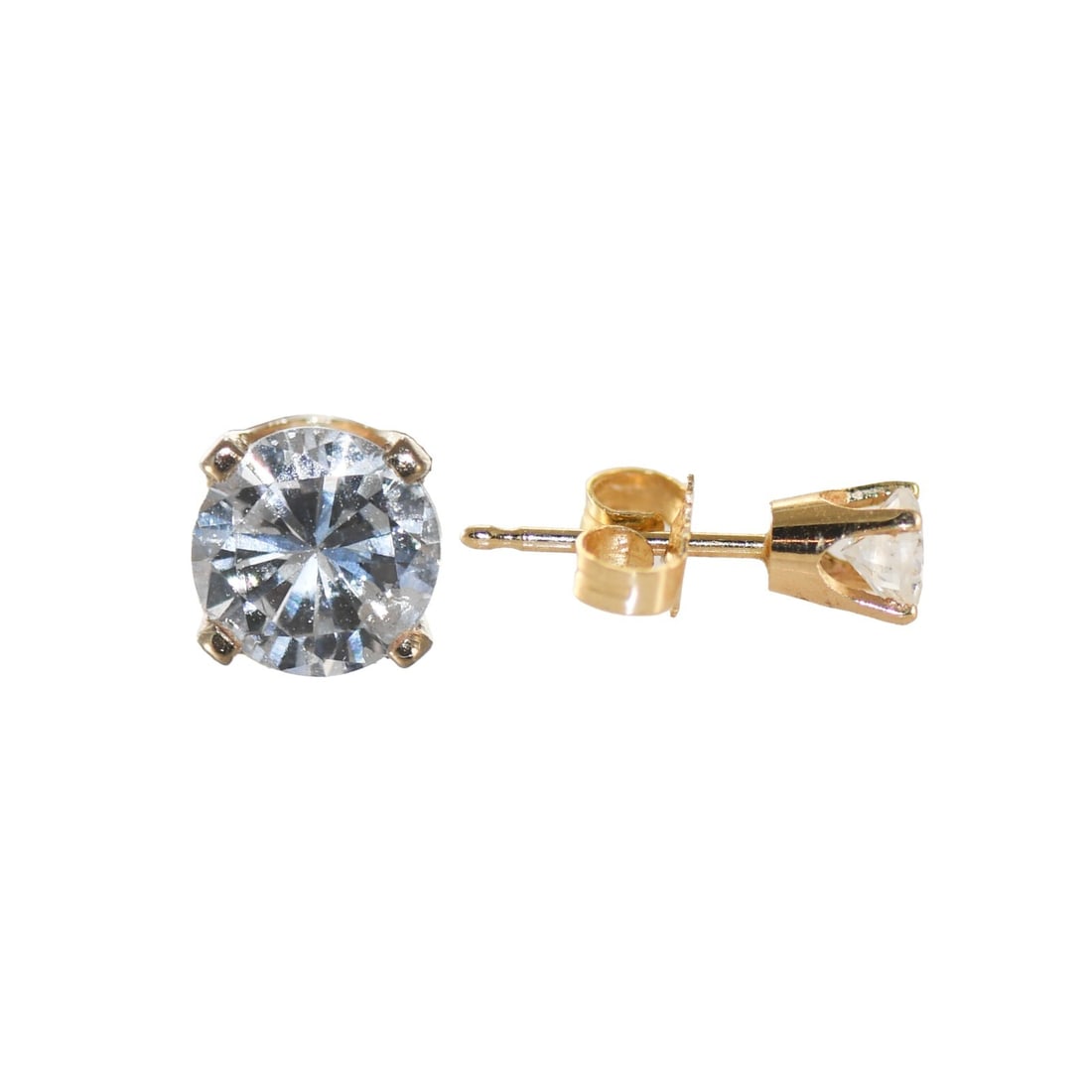 14K Yellow Gold 0.45ct Diamond Stud Earrings G-H I1 Clarity: 14K Yellow Gold 0.45ct Diamond Stud Earrings G-H I1 Clarity Elegant 14K yellow gold diamond stud earrings featuring round brilliant cut diamonds totaling 0.45 carats. The diamonds exhibit a color grad