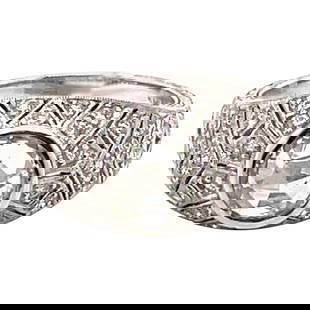 1.38ct Art Deco Rose Cut Diamond Ring in 18k White Gold, Size 6.5 US: 1.38ct Art Deco Rose Cut Diamond Ring in 18k White Gold, Size 6.5 US This exquisite Art Deco style cocktail ring features a stunning 1.38 carat oval rose cut diamond at its center, showcasing approxim