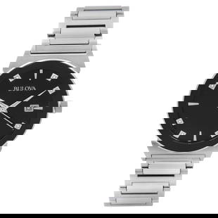 Bulova 96D121 Men's Quartz Watch with Diamond Accent and Stainless Steel Bracelet: Bulova 96D121 Men's Quartz Watch with Diamond Accent and Stainless Steel Bracelet This Bulova men's wristwatch combines functionality with style, featuring a sleek stainless steel bracelet and a bold