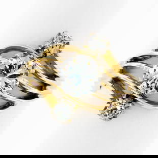 Antique Jabel 14k Gold GIA Certified 1.19ctw Diamond Engagement Ring: Antique Jabel 14k Gold GIA Certified 1.19ctw Diamond Engagement Ring This exquisite Antique Jabel engagement ring showcases a beautiful open swirl design crafted in solid 14k yellow gold with white go