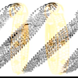 Crivelli Italian 2.60 Carat Diamond Spike Hoop Earrings 18K Yellow Gold: Crivelli Italian 2.60 Carat Diamond Spike Hoop Earrings 18K Yellow Gold Elevate your style with these exquisite Italian Diamond Spike Hoop Earrings, featuring a stunning array of round cut diamonds to