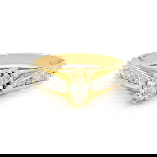 Rachel Koen Marquise Diamond Engagement Ring 14K Gold 0.80 Cttw: Rachel Koen Marquise Diamond Engagement Ring 14K Gold 0.80 Cttw This exquisite Marquise Cut Diamond Engagement Ring is crafted from 14K yellow and white gold, showcasing a stunning center marquise cut
