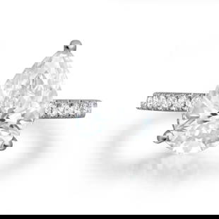 Rachel Koen 18K White Gold Pear Cut Diamond Engagement Ring 2.85Cttw IGI Certified: Rachel Koen 18K White Gold Pear Cut Diamond Engagement Ring 2.85Cttw IGI Certified This exquisite engagement ring features a stunning pear cut lab grown diamond at its center, elegantly prong set to s