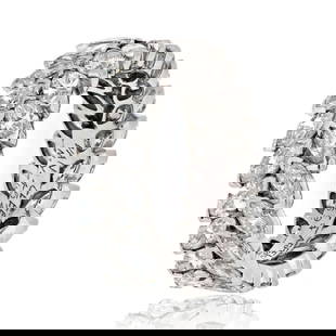 Van Cleef & Arpels Platinum 6.00ct Double Row Marquise Diamond Eternity Band Size 5.5: Van Cleef & Arpels Platinum 6.00ct Double Row Marquise Diamond Eternity Band Size 5.5 This exquisite Van Cleef & Arpels eternity band features a stunning double row of marquise cut diamonds, totaling