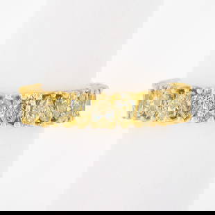 18K Gold Eternity Band Ring with 24 Fancy Yellow Diamonds: 18K Gold Eternity Band Ring with 24 Fancy Yellow Diamonds This exquisite 18K Gold Eternity Wedding Stack Band Ring showcases 24 alternating pear-shaped fancy light to fancy yellow diamonds, totaling 3