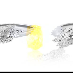 1.54 Carat GIA Certified Fancy Intense Yellow Three Stone Engagement Ring: 1.54 Carat GIA Certified Fancy Intense Yellow Three Stone Engagement Ring This exquisite three-stone engagement ring showcases a stunning 1.54-carat oval cut fancy intense yellow diamond, GIA certifie