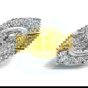 18K Yellow Gold 5 Ct Yellow Sapphire Diamond Ring Size 5: 18K Yellow Gold 5 Ct Yellow Sapphire Diamond Ring Size 5 This exquisite 18K Yellow Gold ring showcases a stunning 5.00 Ct. yellow sapphire at its center, complemented by 10 additional sapphires totali
