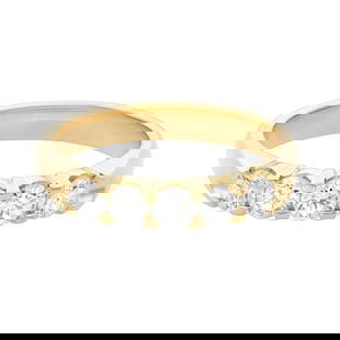 Rachel Koen 14K Yellow Gold Diamond Wedding Band 0.50cttw Size 6.5: Rachel Koen 14K Yellow Gold Diamond Wedding Band 0.50cttw Size 6.5 This elegant ladies' wedding band features five sparkling round cut diamonds, secured in a prong setting, beautifully crafted in 14K