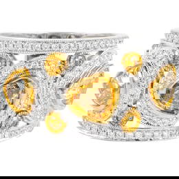2.58ct Yellow Diamond Heart Ring 18k Two-Tone Gold, EGL Certified, Size 6