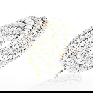 David Webb 18K Yellow Gold Diamond Knot Brooch 8.00ct: David Webb 18K Yellow Gold Diamond Knot Brooch 8.00ct This exquisite David Webb brooch showcases a stunning knot design crafted from 18K yellow gold and accented with white enamel. The piece is adorne