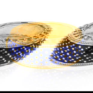 Tiffany & Co. Paloma Picasso 18K Yellow Gold Blue Enamel Diamond Bracelet: Tiffany & Co. Paloma Picasso 18K Yellow Gold Blue Enamel Diamond Bracelet This elegant bangle designed by Paloma Picasso for Tiffany & Co. beautifully combines round diamonds and rich blue enamel with
