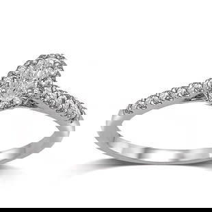 14K White Gold 1/2 Ct.Tw.Diamond Halo Engagement Ring: 14K White Gold 1/2 Ct.Tw.Diamond Halo Engagement Ring Elegant Diamond Straight Shank Single Halo Engagement Ring Fashioned In 14K White Gold And Features Sparkling 1/2 Ctw Diamond. The Center Stone We