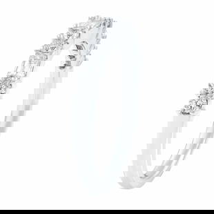 Rachel Koen 18K White Gold Diamond Wedding Band 0.58ct: Rachel Koen 18K White Gold Diamond Wedding Band 0.58ct This exquisite wedding band features a stunning combination of round brilliant and baguette cut diamonds, expertly set in an 18K white gold prong