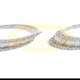 Rachel Koen 14K Yellow Gold Diamond Wedding Band 0.47ct 77 Stones Size 6.25: Rachel Koen 14K Yellow Gold Diamond Wedding Band 0.47ct 77 Stones Size 6.25 This exquisite wedding band ring is crafted in 14K yellow gold, featuring a total of 77 dazzling baguette and round cut diam