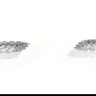 Cartier Platinum Diamond Full Circle Band Ring US 4 with Certificate: Cartier Platinum Diamond Full Circle Band Ring US 4 with Certificate This exquisite band ring by Cartier is crafted from premium platinum, featuring a polished finish. It showcases a full circle bezel