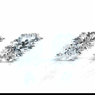14K White Gold GIA Certified 2.06 Ct Diamond Stud Earrings: 14K White Gold GIA Certified 2.06 Ct Diamond Stud Earrings Elevate your elegance with these stunning 14K White Gold GIA Certified Diamond Stud Earrings. Each earring features a dazzling diamond, one G