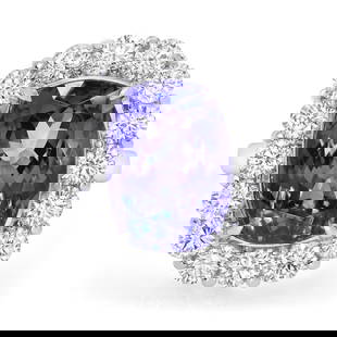 Rachel Koen 7.94ct Natural Tanzanite Diamond Cocktail Ring Platinum: Rachel Koen 7.94ct Natural Tanzanite Diamond Cocktail Ring Platinum This exquisite cocktail ring showcases a stunning natural cushion cut Tanzanite, weighing 7.94 cts, in a rich purple blue hue. The r