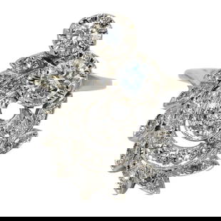 Vintage 14K White Gold Diamond Ring 1.00ctw Size 4.5 Sizable: Vintage 14K White Gold Diamond Ring 1.00ctw Size 4.5 Sizable This exquisite vintage diamond ring features a stunning 14K white gold setting, showcasing a total diamond weight of 1.00 carat. The main s