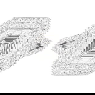 GIA 3.02 Carat F VS1 Asscher Cut Diamond Double Halo Ring 18k White Gold: GIA 3.02 Carat F VS1 Asscher Cut Diamond Double Halo Ring 18k White Gold This exquisite GIA ring features a stunning 3.02 carat Asscher cut diamond at its center, complemented by a double halo of 110