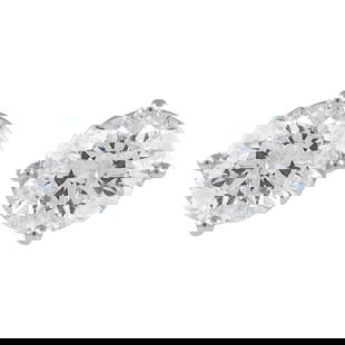 EGL Certified 2.03ct Round Diamond Stud Earrings E Color 14k White Gold: EGL Certified 2.03ct Round Diamond Stud Earrings E Color 14k White Gold Elevate your elegance with these stunning EGL Certified Diamond Stud Earrings. Featuring two matching round brilliant diamonds w