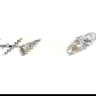 14k White Gold Diamond Stud Earrings 1.00 ct H I1 Screw Back: 14k White Gold Diamond Stud Earrings 1.00 ct H I1 Screw Back Elevate your elegance with these stunning 14k white gold diamond stud earrings. Featuring a total carat weight of approximately 1.00 ct - 1