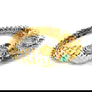 David Webb 1960s Platinum 18K Gold Aries Ram Bracelet with Enamel and Gemstones: David Webb 1960s Platinum 18K Gold Aries Ram Bracelet with Enamel and Gemstones This exquisite David Webb bracelet showcases a stunning combination of platinum and 18K yellow gold. The piece features