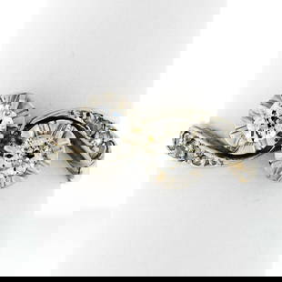 Antique Edwardian 14K Gold Platinum Diamond Bypass Ring 0.54ct: Antique Edwardian 14K Gold Platinum Diamond Bypass Ring 0.54ct This exquisite Antique Edwardian Two-Stone Bypass Ring showcases a stunning blend of solid 14K yellow gold and platinum. The ring feature