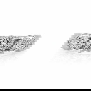 Rachel Koen 1.00cttw Round Diamond Engagement Ring 18K White Gold: Rachel Koen 1.00cttw Round Diamond Engagement Ring 18K White Gold This exquisite engagement ring features three brilliant round cut diamonds at the forefront, enhanced by two additional round diamonds