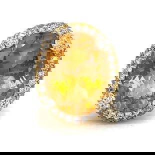 18K Yellow Gold Citrine Yellow Sapphire Diamond Ring Size 8: 18K Yellow Gold Citrine Yellow Sapphire Diamond Ring Size 8 This stunning 18K yellow gold ring features a vibrant combination of gemstones, including approximately 15.00 ct. of citrine, 5.50 ct. of ye