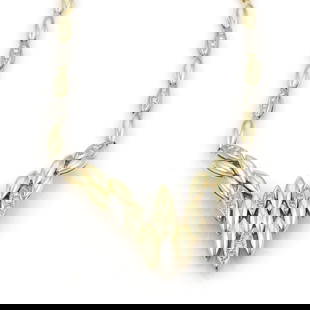 Elegant 1.30ct Diamond 14k Two Tone Gold Necklace: Elegant 1.30ct Diamond 14k Two Tone Gold Necklace Discover the elegance of this exquisite necklace, expertly crafted from 14k yellow and white gold. The design features high-polished marquise-shaped l