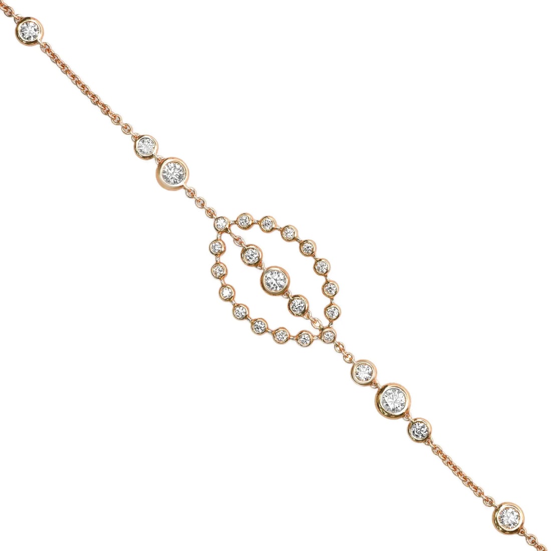 Crivelli Fantasy 18K Rose Gold Diamond Bracelet 1.16ctw Adjustable: Crivelli Fantasy 18K Rose Gold Diamond Bracelet 1.16ctw Adjustable This exquisite Crivelli Diamond Bracelet in Fantasy is a luxurious piece crafted from 18k rose gold. It features a refined chain desi