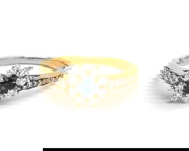 Tiffany & Co. Diamond Sapphire 18k Yellow Gold Signed Ring: Tiffany & Co. Diamond Sapphire 18k Yellow Gold Signed Ring This Tiffany & Co. ring is a stunning piece of vintage fine jewelry, featuring a sparkling diamond and a deep blue sapphire, all set in luxur