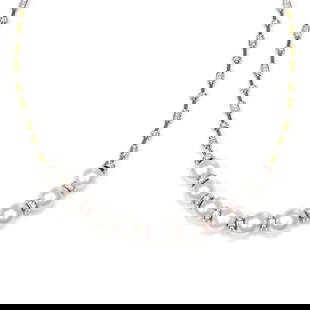 Elegant Vintage 3.50ct Diamond South Sea Pearl Necklace in 18k Gold: Elegant Vintage 3.50ct Diamond South Sea Pearl Necklace in 18k Gold This exquisite vintage necklace showcases the perfect blend of elegance and craftsmanship. Crafted from 18k yellow and white gold, i