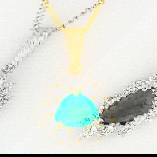 Elegant 14k Yellow Gold Emerald Diamond Halo Pendant Necklace: Elegant 14k Yellow Gold Emerald Diamond Halo Pendant Necklace Elevate your jewelry collection with this stunning 14k Yellow Gold Pendant Necklace featuring a breathtaking trillion-cut green emerald an