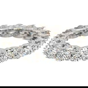 4.25ct Round Diamond Eternity Band Platinum Size 5.5: 4.25ct Round Diamond Eternity Band Platinum Size 5.5 This exquisite 4.25ct Round Diamond Eternity Band is crafted from luxurious platinum, featuring 16 round brilliant diamonds totaling 4.25 carats. E