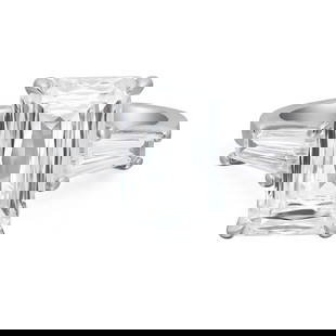 Rachel Koen 14K White Gold 5.01CTW Three Stone Lab Grown Diamond Engagement Ring: Rachel Koen 14K White Gold 5.01CTW Three Stone Lab Grown Diamond Engagement Ring This exquisite Three Stone Engagement Ring is designed by Rachel Koen and crafted from lustrous 14K white gold. The cen